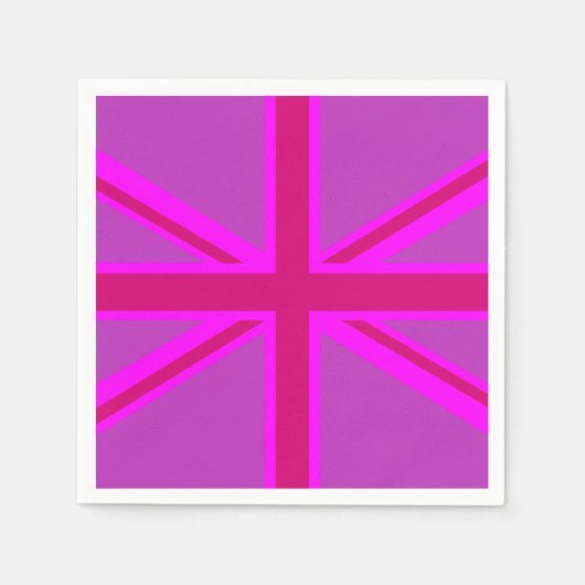 Hot Pink Fushia Union Jack Serviette (Vorderseite)