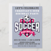 Hot Pink Fußball Thema Geburtstagsparty Einladunge (Vorderseite)