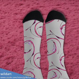 Hot Pink Galaxy auf Soft Gray Socken