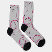 Hot Pink Galaxy auf Soft Gray Socken (Rechts)