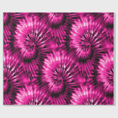 Hot Pink Gefärbte Krawatte Psychedelic Sternexplos Geschenkpapier (Flach)