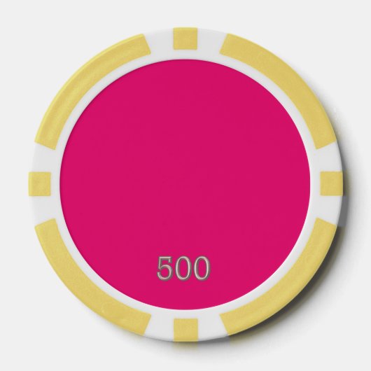 Hot Pink Gelb 500 gestreifter Poker-Chip Pokerchips (Vorderseite)