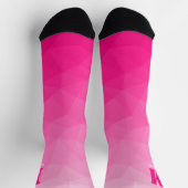 Hot pink geometric mesh pattern Monogram Socken (Oben)
