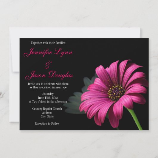 Hot Pink Gerber Daisy Blume Hochzeit Einladungen (Vorderseite)