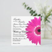 Hot Pink Gerber Daisy Blume Hochzeitseinladungen Einladung (Stehend Vorderseite)