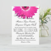 Hot Pink Gerber Daisy Blume Hochzeitseinladungen Einladung (Stehend Vorderseite)