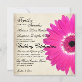Hot Pink Gerber Daisy Rustic Wedding Einladungen