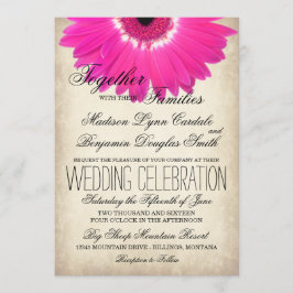 Hot Pink Gerber Daisy Rustic Wedding Einladungen