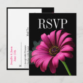 Hot Pink Gerber Daisy Wedding RSVP Postcard Einladungspostkarte (Vorne/Hinten)