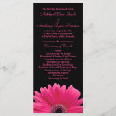 Hot Pink Gerbera Daisy Black Wedding Program Programm (Vorderseite)