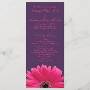 Hot Pink Gerbera Daisy Lila Wedding Program Programm