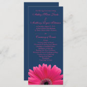 Hot Pink Gerbera Daisy Navy Blue Wedding Program Programm (Vorne/Hinten)