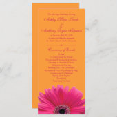 Hot Pink Gerbera Daisy Orange Wedding Program Programm (Vorne/Hinten)