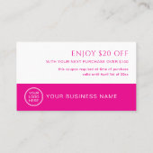 Hot Pink Gift Coupon For Spa Beauty Salon (Rückseite)