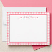 Hot Pink Gingham Check Border Personalized Mitteilungskarte