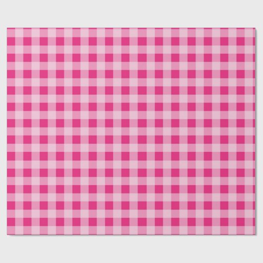 Hot Pink Gingham Geschenkpapier (Flach)