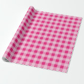 Hot Pink Gingham Geschenkpapier (Ungerollt)