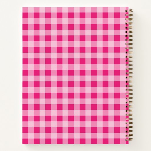 Hot Pink Gingham Notebook Notizblock (Rückseite)