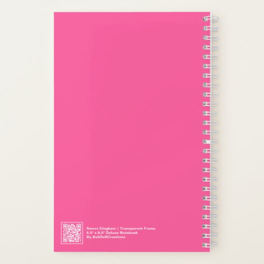 Hot Pink Gingham Plaid Transparent Frame Notebook Notizblock (Rückseite)