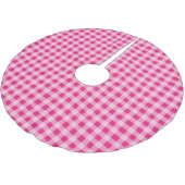 Hot Pink Gingham Polyester Weihnachtsbaumdecke (Schrägansicht)