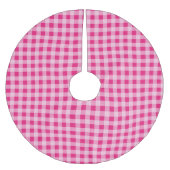 Hot Pink Gingham Polyester Weihnachtsbaumdecke (Vorderseite)