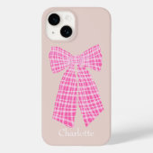 Hot Pink Gingham Romantische Coquette Hair Bow Case-Mate iPhone Hülle (Rückseite)