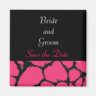 Hot Pink Giraffe Save the Date Magnet
