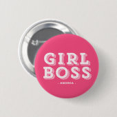 Hot Pink Girl Boss Retro Marquee Personalisiert Button (Vorne & Hinten)