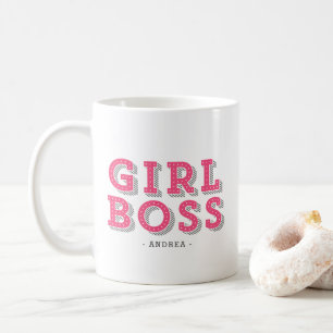 Hot Pink Girl Boss Retro Marquee Personalisiert Kaffeetasse
