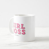 Hot Pink Girl Boss Retro Marquee Personalisiert Kaffeetasse (Vorderseite Links)