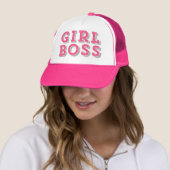 Hot Pink Girl Boss Zitat Retro Marquee Truckerkappe (Beispiel)