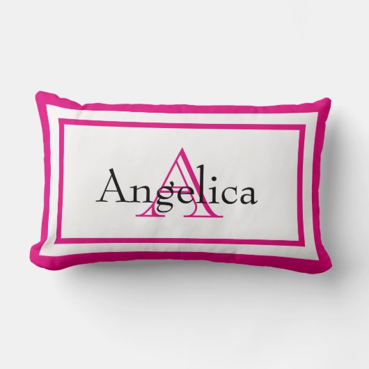 Hot Pink Girls Monogram Name Keepake Pillow Lendenkissen (Vorderseite)