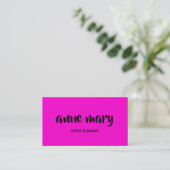 Hot Pink Girly Calligraphy Event Planner Trendy Visitenkarte (Stehend Vorderseite)