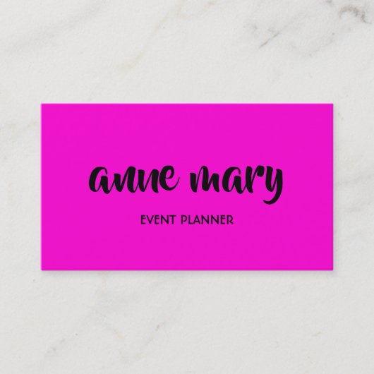 Hot Pink Girly Calligraphy Event Planner Trendy Visitenkarte (Vorderseite)