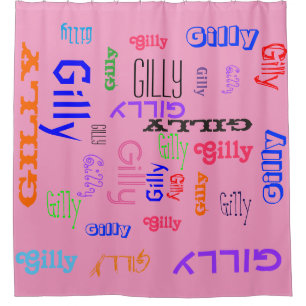 Hot Pink Girly Name Collage individuell einstellba Duschvorhang