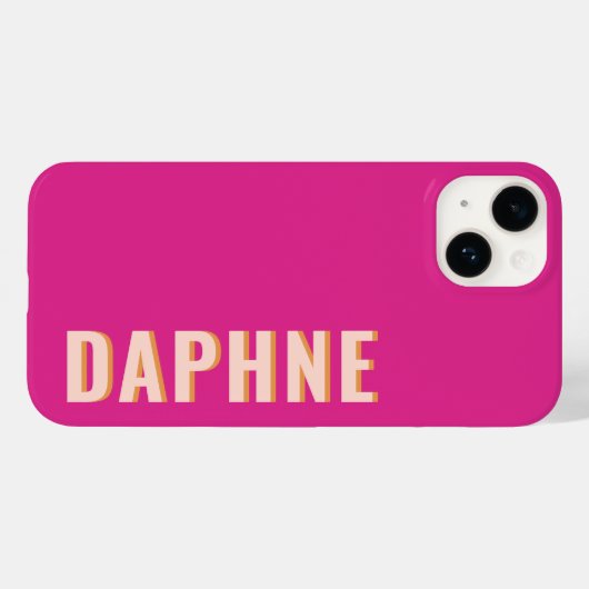 Hot Pink Girly Retro Case-Mate iPhone Hülle (Rückseite (Horizontal))