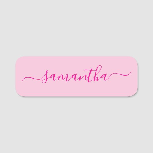 Hot Pink Girly Signature Namensschild (Vorderseite)