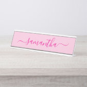 Hot Pink Girly Signature Schreibtischnamensplakette (Vorderseite )