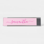 Hot Pink Girly Signature Schreibtischnamensplakette (Vorderseite )