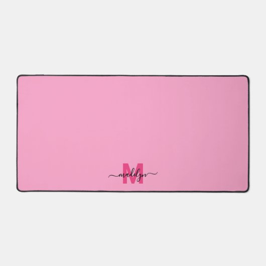 Hot Pink Girones Modern Name Monogram Schreibtischunterlage (Vorderseite)