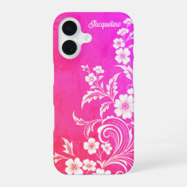 Hot Pink Glam Floral Swirl iPhone 16 Hülle