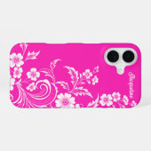 Hot Pink Glam Floral Swirl iPhone 16 Hülle (Rückseite (Horizontal))