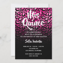 Hot Pink Glam Leopard Spots Black Ombre Mis Quince