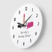 Hot Pink Glam Lipstick & Nail Polish Stylish Große Wanduhr (Winkel)