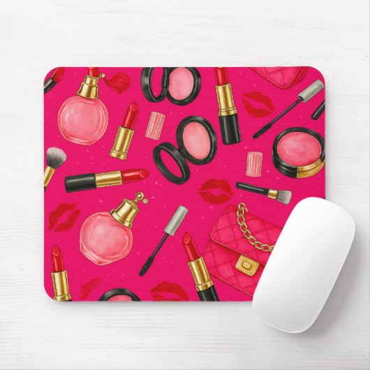 Hot Pink Glam Makeup Mouse Pad Mousepad (Mit Mouse)