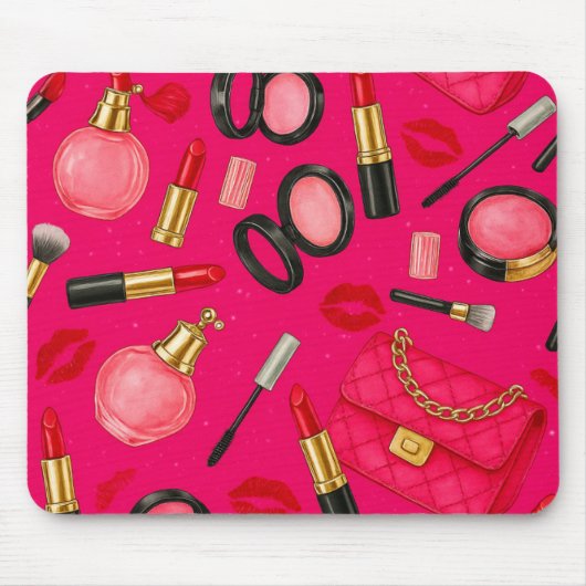 Hot Pink Glam Makeup Mouse Pad Mousepad (Vorne)