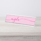 Hot Pink Glam Signature Schreibtischnamensplakette (Vorderseite )