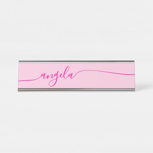 Hot Pink Glam Signature Schreibtischnamensplakette (Vorderseite )