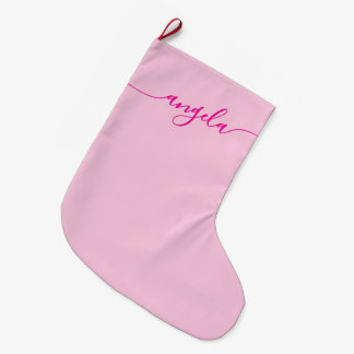 Hot Pink Glam Signature zentrierter Name Großer Weihnachtsstrumpf