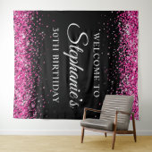 Hot Pink Glitter Black 30th Birthday Welcome Wandteppich (Beispiel (Horizontal))